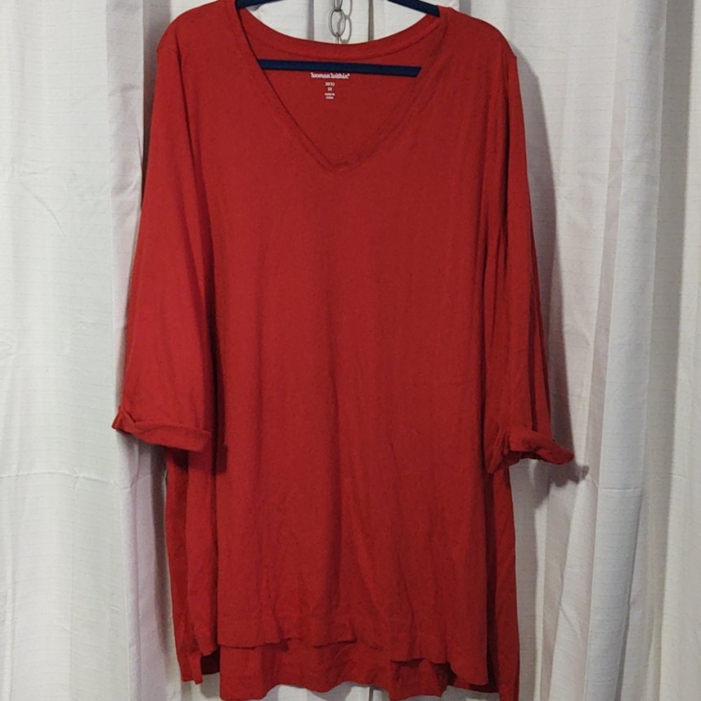 Red 3/4 sleeve tunic